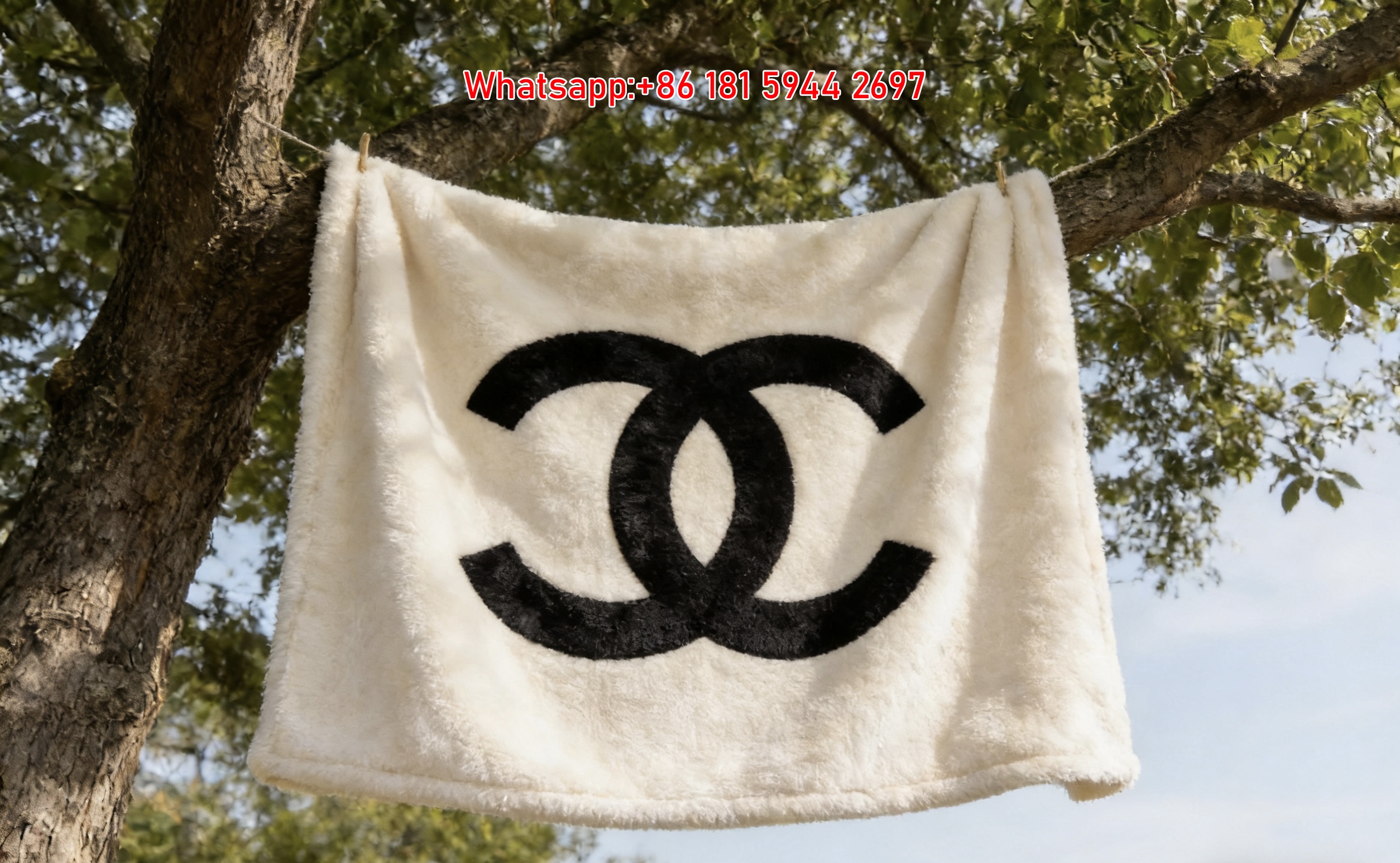 Chanel Classic Double C Flannel Sofa Throw Blanket IMG_6634